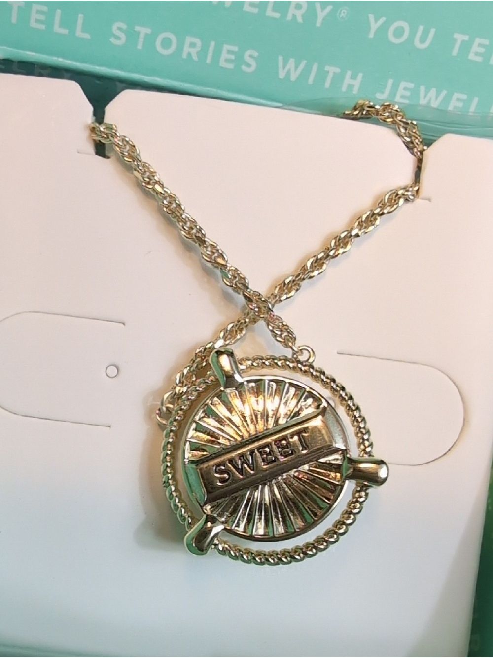 Crystal "Sweet" Peach Duel Sided Medallion Necklace By Origami Owl